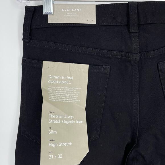Everlane Uniform The Slim 4 Way Stretch Organic Jean Black 31x32 NWT - Picture 4 of 7